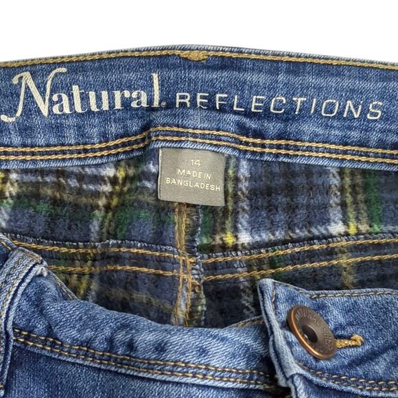 Natural Reflections Flannel Lined Comfort Stretch Firm Hold Med Wash Jeans Sz 14 - Picture 7 of 8